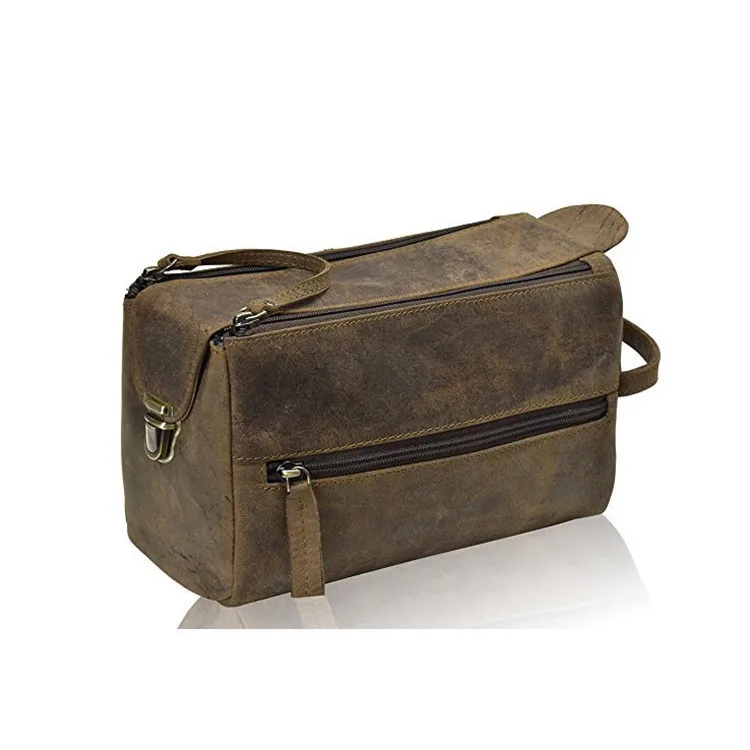 mens leather bathroom bag