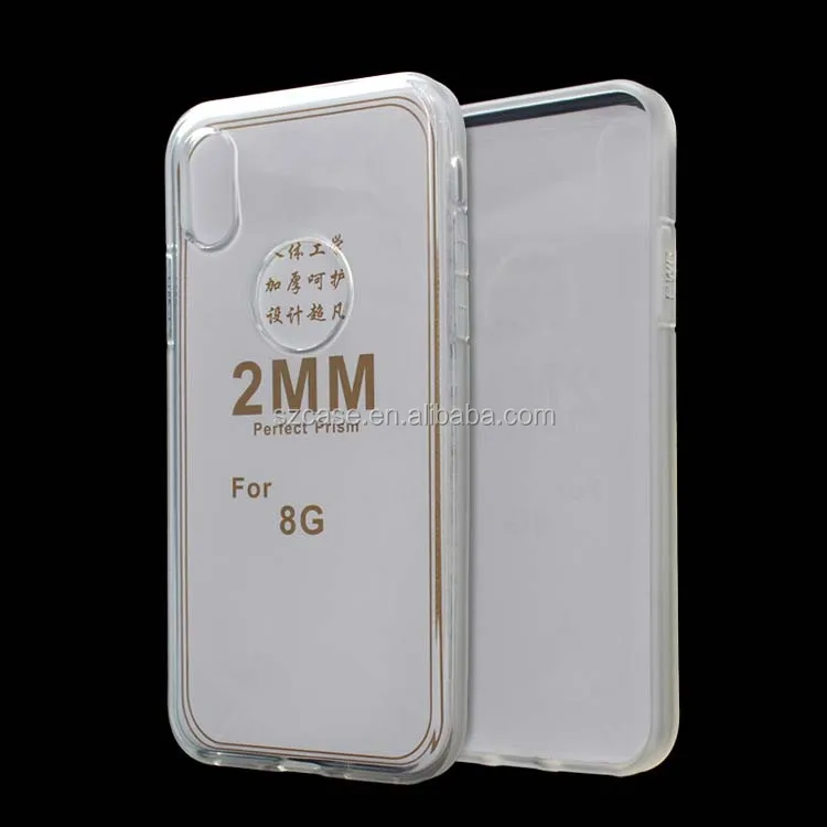 

2.0mm thickness armor clear transparent tpu mobile phone cover case for iphone 8 x