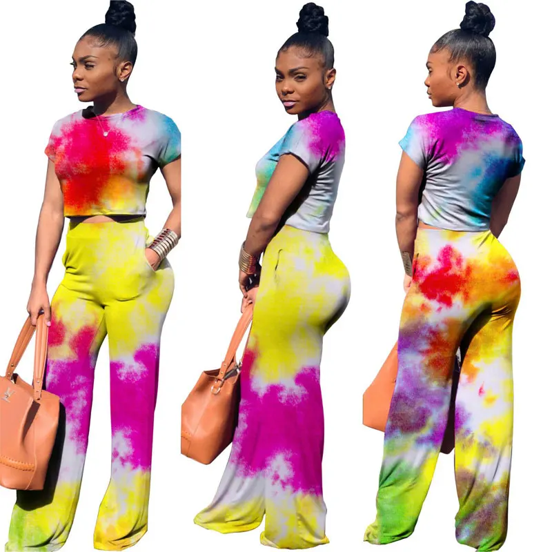 

90601-MX67 high waisted wide leg two piece printed ladies jumpsuit