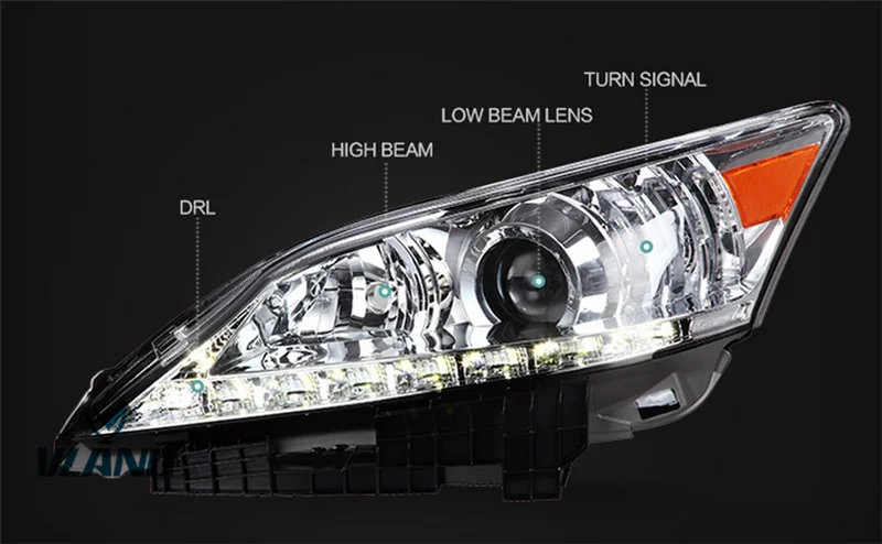VLAND factory for car headlamp for ES350 head light 2010-2012 for ES350 LED headlight with moving turn signal