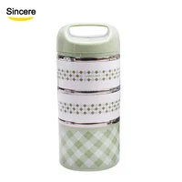 

Green Stainless Steel Lunch Box 3 tier Leakproof For kids and adult Include OEM logo