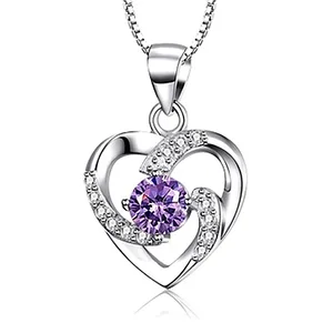 2019 Korean fashion silver high-end jewelry couple heart-shaped zircon pendant necklace jewelry