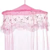 Elegant Pink Round Lace Curtain Dome Bed Canopy Netting Princess Mosquito Net