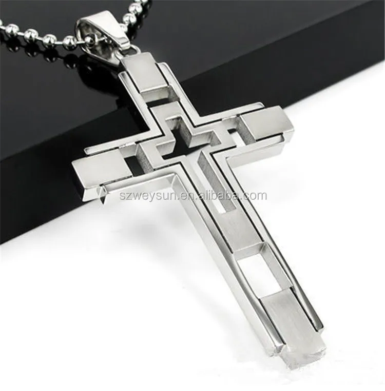MEN's Stainless Steel Silver CZ JESUS Body Cross Charm Pendant*AP114 