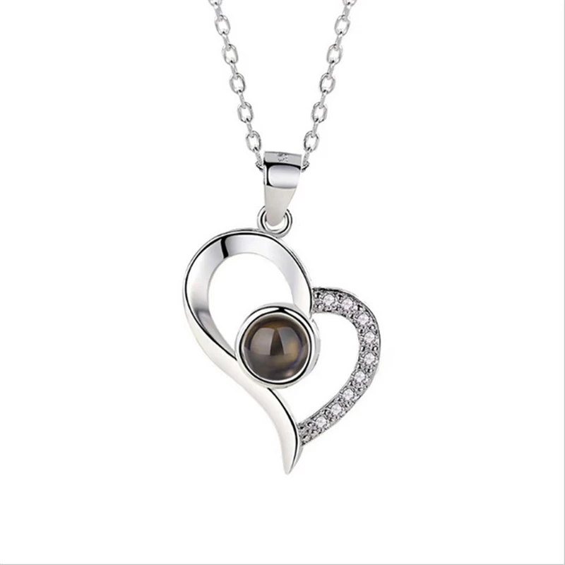 GT Accessories Women 100 Languages I Love You Heart Shape Pendant Necklace