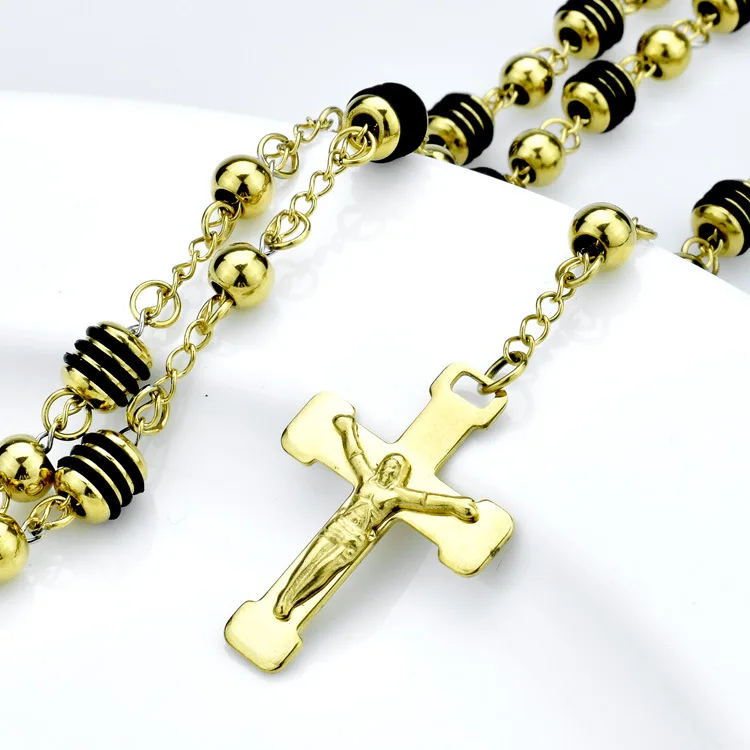 Stainless Steel Rosary Necklace Lady Of The Miraculous,Ball Bead