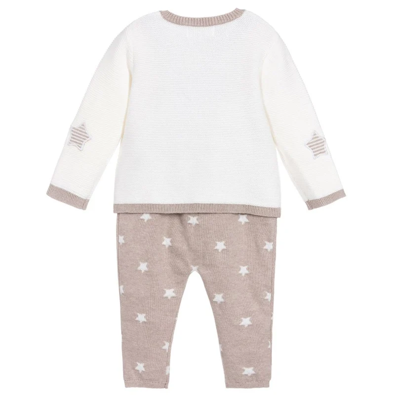 Manufacturer Custom Print Design Winter Cartoon Knitted Cotton Kids Clothing Set For Boy Girl