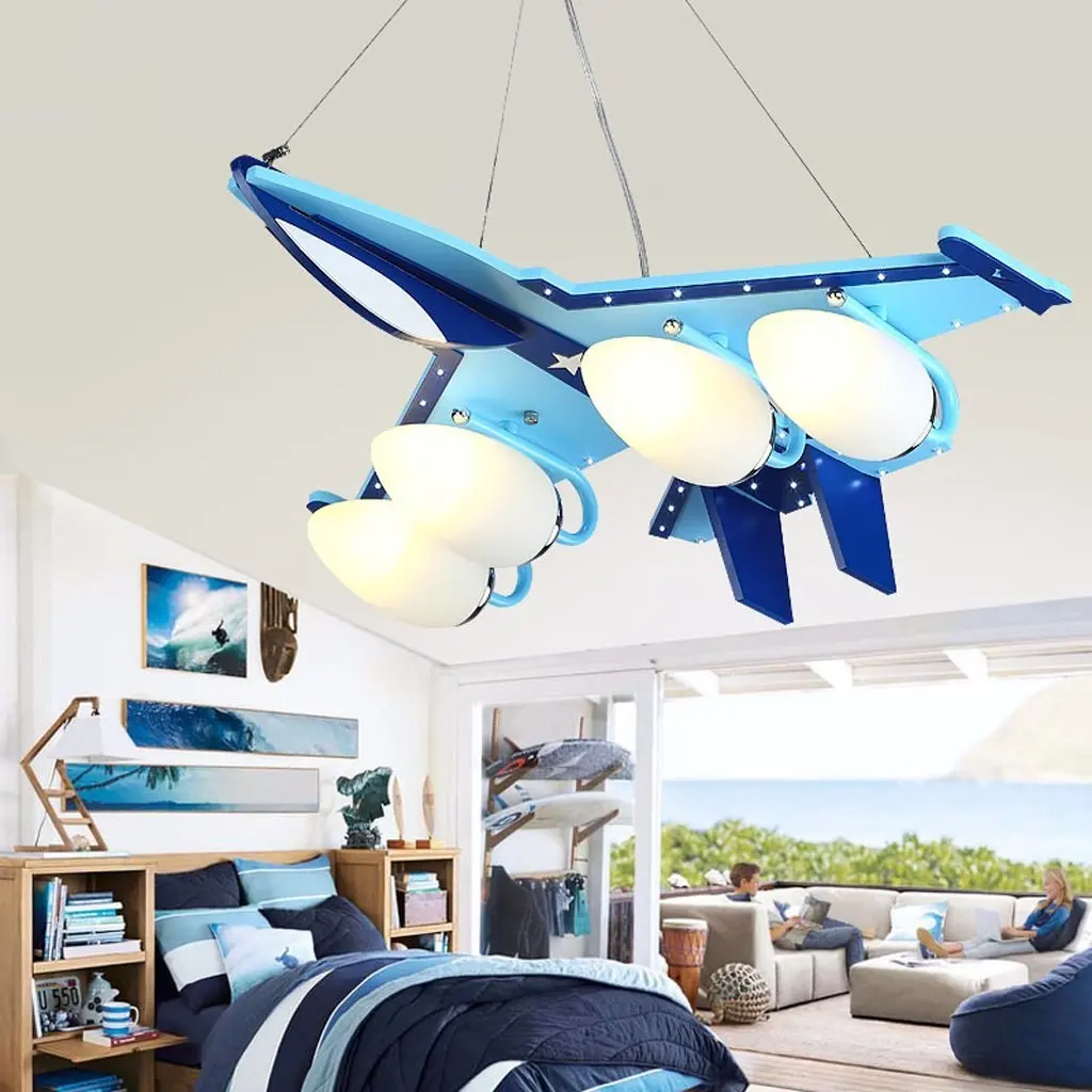 Children's room aircraft chandeliers, creative cartoon eye room lights, boys bedroom LED lamps