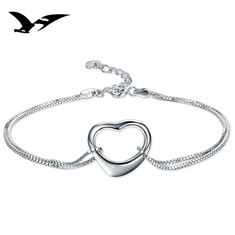 

wholesale fashion jewelry 925 sterling silver charm heart bracelet