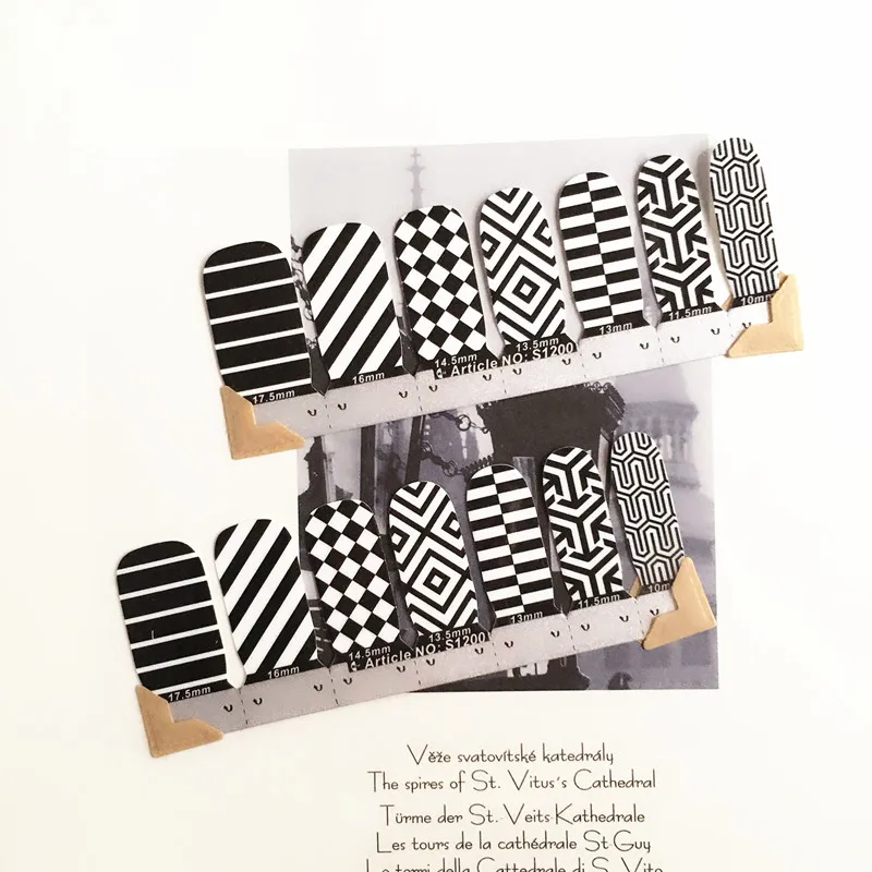 Black White stripe Nail Arts Nail Sticker Waterproof Nail Decal Sticker Gel Polish French Manicure Patch