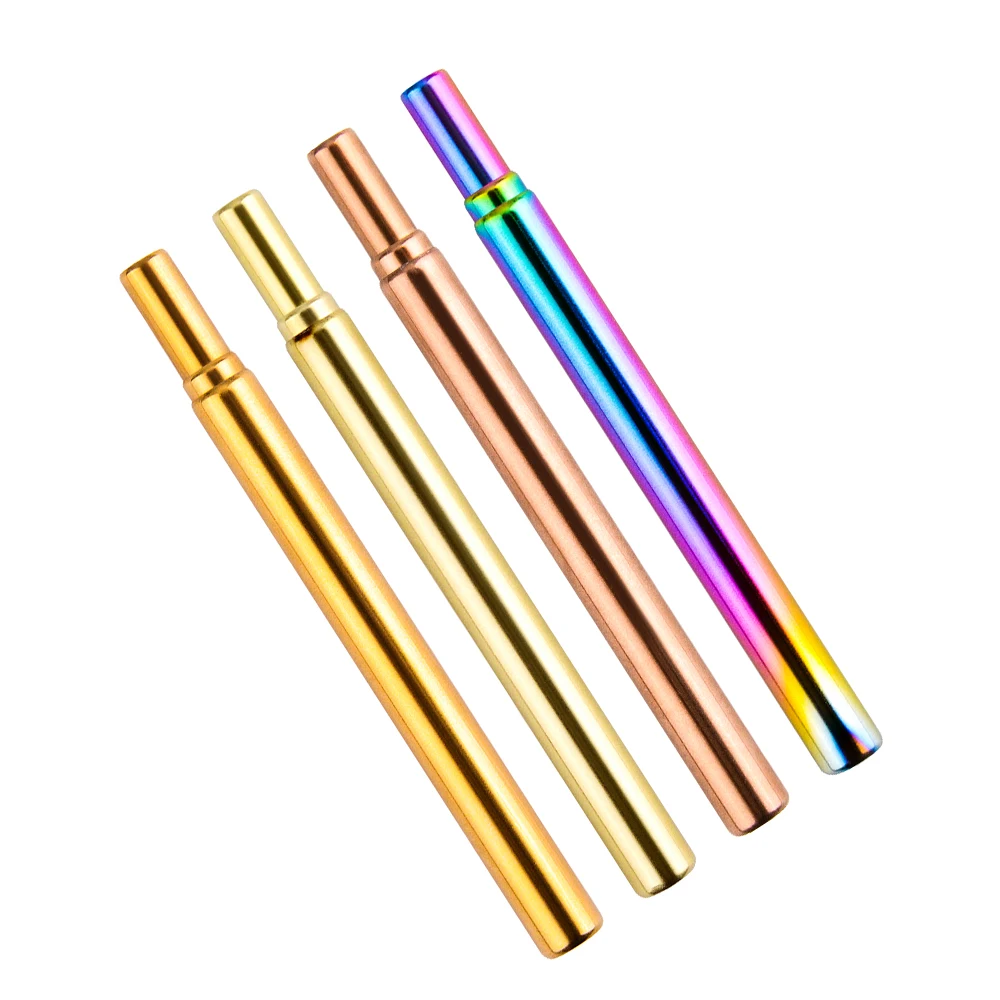 

NKFD1 Logo Free Collapsible Stainless Steel Reusable Metal Drinking Folding Straws Fda Rainbow Telescopic Straw With Metal Case