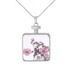 Square Glass Contain Dried Flower Pendant Necklace