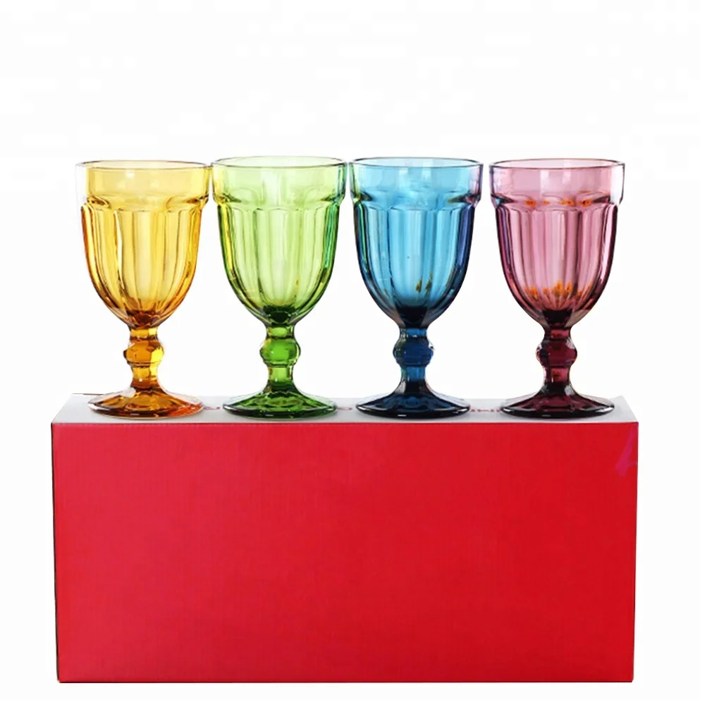 

High quality Colorful diamond designs Wine Glasses Heavy Base Glasses Set, Any