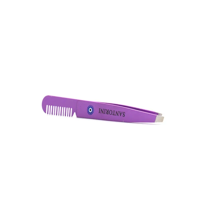 
Customized Color Laser Logo Stainless Steel Durable Eyebrow Tweezer With Comb 