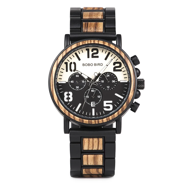 2019  bobo bird Handmade men wood watch with Timepieces Chronograph Quartz Watch