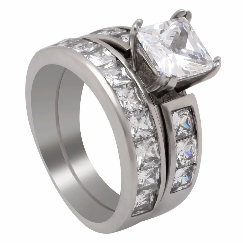 

hainon fashion diamond engagement ring set Copper Alloy clear zircon ring set wholesales, White