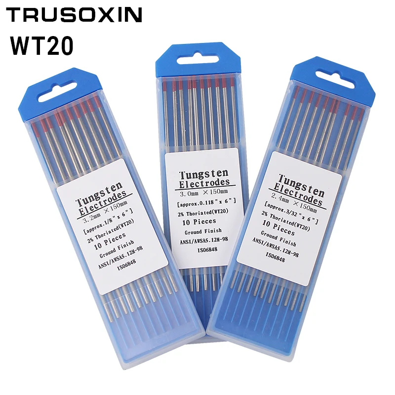 

10 pcs WT20 Red Code 2.0MM 150MM Thorium Tungsten Electrode Head Tungsten Rod Needle/Wire for TIG WSME SUPER Welding Machine