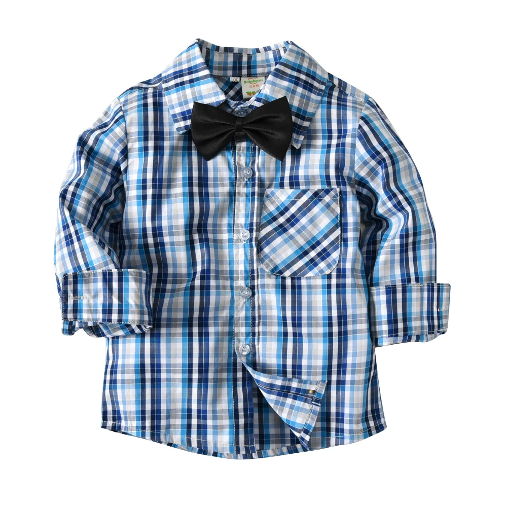 
custom blue plaid child long sleeve 95 cotton shirt 
