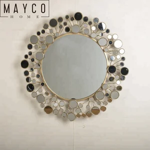 Image of Mayco Antique Gold Metal Frame Sunburst Design Decorative Wall Mirror