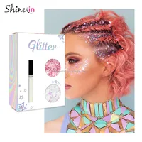 

New Box Package Design Laser Iridescent Face Glitter Body Cosmetic Glitter with 1pcs Long Lasting Fix Gel Rave Festival Party