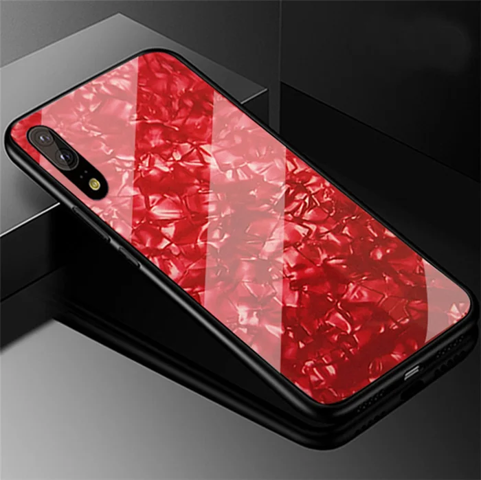 

High Quality Marble Pattern Tempered Glass Back Cover Phone Case For Apple iPhone X, Black red pink blue