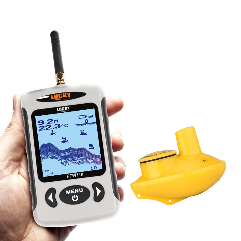 

Lucky Wireless Sonar Sensor Fish Depth Alarm Fish Finder FFW718, Gray