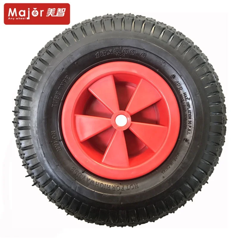 2x Red 14" Pneumatic Sack Truck Wheelbarrow Tyres Trolley Wheel Cart Tyre Wheels 