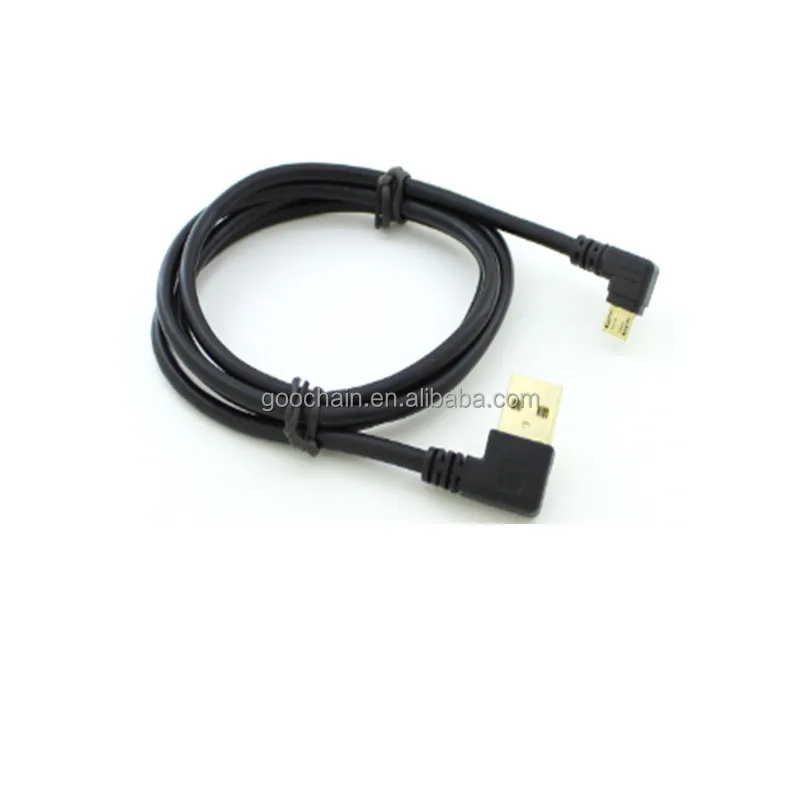 

90 Degree Right Angle Micro USB to USB A 2.0 Data Transfer and Charging Cable for Mobile Phone, Black