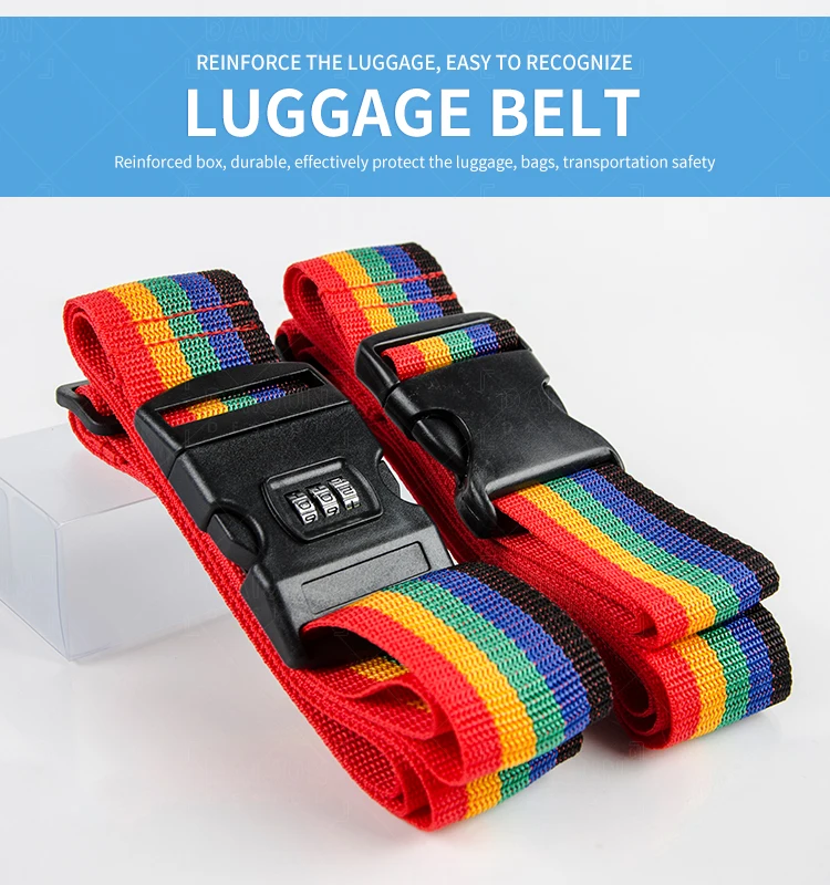 Custom Fabric Personalized Luggage Belt With Password Lock Suitcase