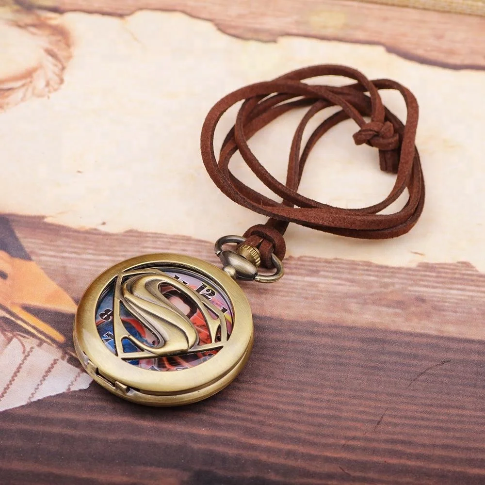 
Retro leather cord metal alloy pendant pocket watch for women men,old man or women pendant pocket watches 