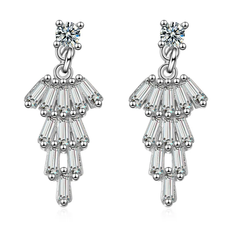 

2019 Luxury Bridal Jewelry Cubic Zirconia Dangle Wedding Earrings For Women