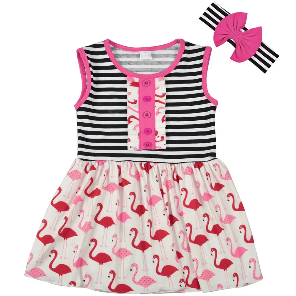 Retra Vintage Style Kid Clothes Pink Heart Pattern Dresses For Girls Of ...