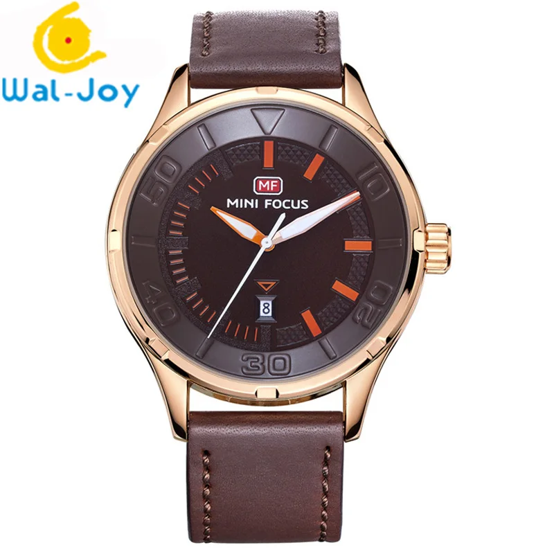 

MF0008G MINI FOCUS Brand Hot Sale Trendy With Calendar Genuine Leather Businessmen Watch
