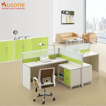 T Shape Office Panel With Glass Partition 2 Person Computer Desk