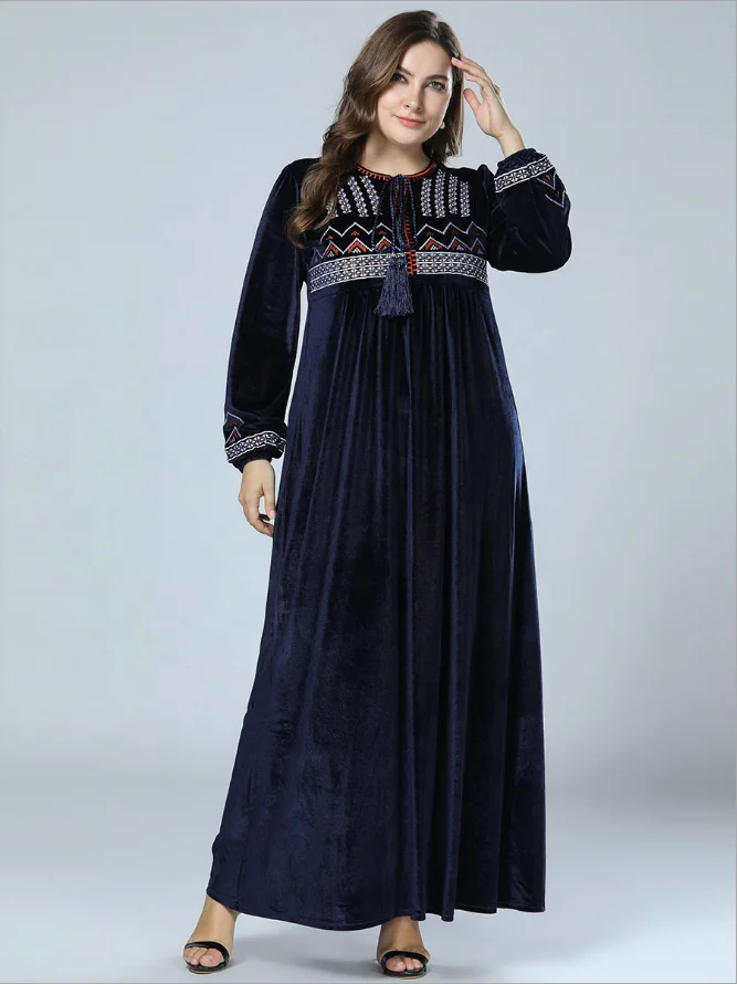 3xl talla M Abaya Maxi vestido jellabiya jellaba árabe terciopelo vestido vestido de invierno