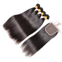 

10a unprocessed 3 to 4 bundles with closure 10a peruvian hair with closure