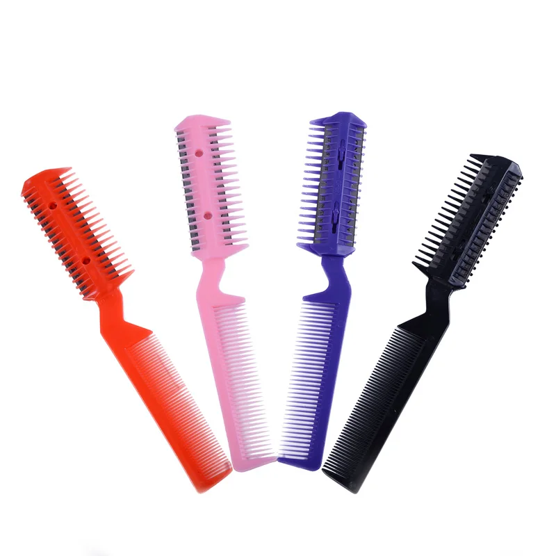 

3 Color Razor Comb Hair Cutter Thinning Shaper Comb 2 Razor Blades Trimmer Barber Remover Tool Super