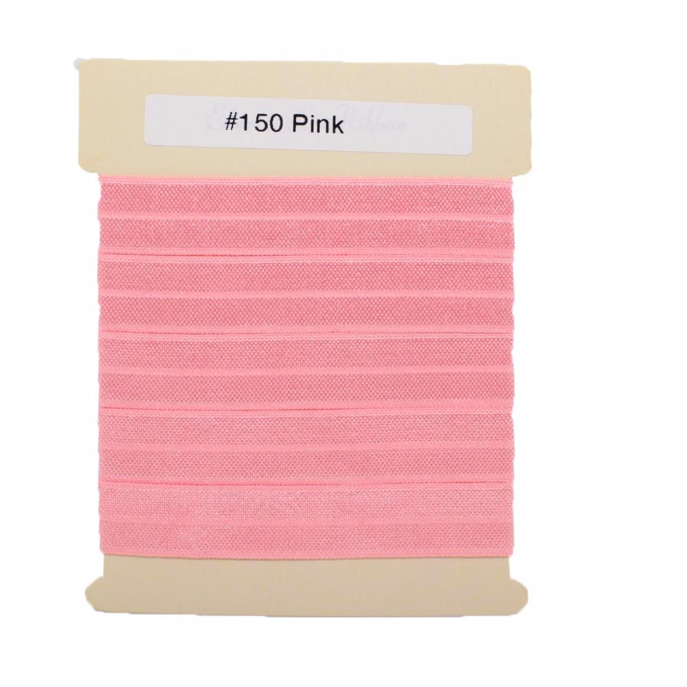 

Wholesale pink solid FOE fold over elastic ribbon for headband, Customized