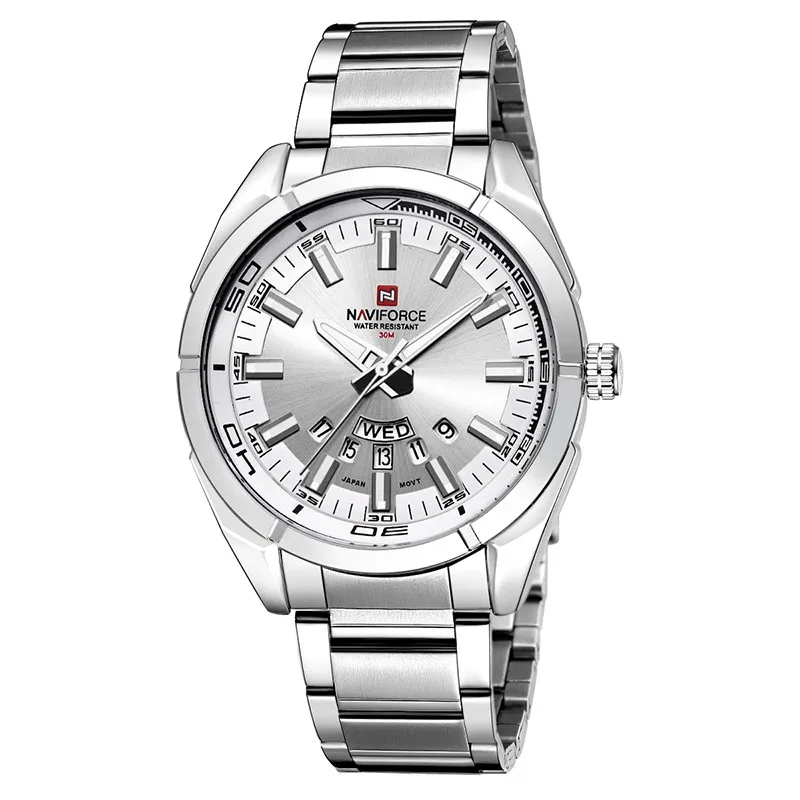 

Business Watches Luxury Brand Stainless Steel Quartz Clock Watch Military Sport Week Date Naviforce 9038 Men Wrist Watch relogio