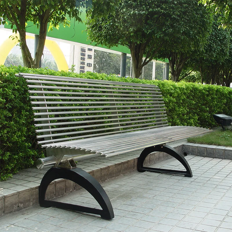 
Arlau 304 stainless steel outdoor garden long park bench,public leisure cost iron bench with backrest 
