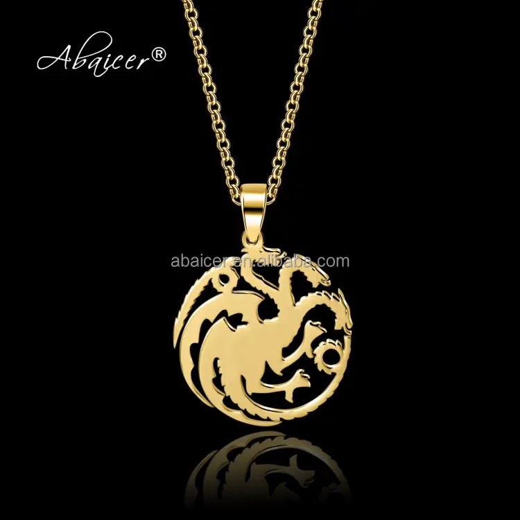 

targaryen dragon Necklaces & targaryen dragon Pendants Stainless Steel Jewelry game of thrones targaryen dragon, Steel color or gold color as you need