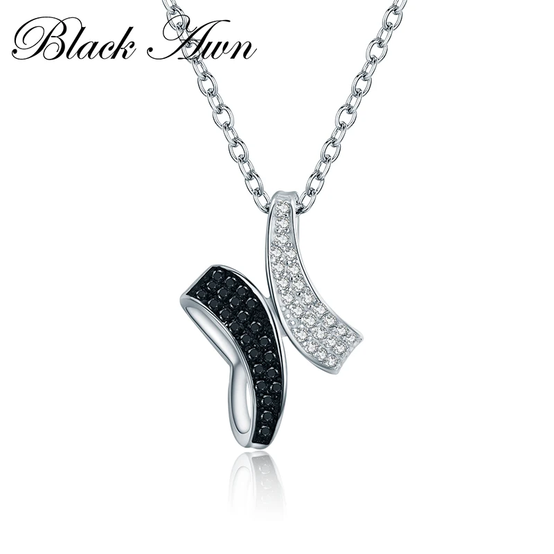 

[BLACK AWN] New Arrive 925 Sterling Silver Fine Jewelry Trendy Engagement necklaces & pendants for Women P041