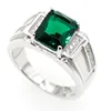925 Sterling Silver Women Ring Rectangle Green/Red Color Cubic Zircon Ring For Women Wedding Jewelry Valentine's Day Gift