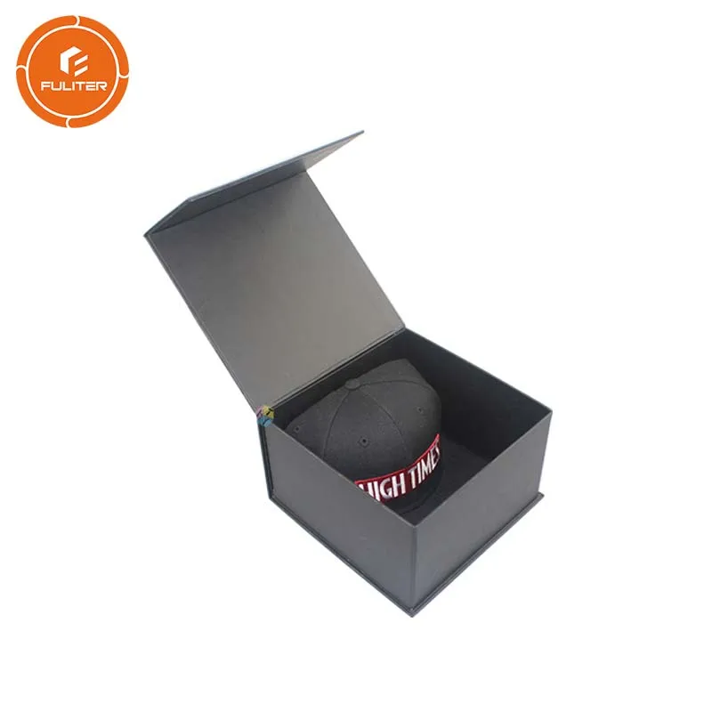 

Black Matte Paper Hat Packaging Boxes Custom High Quality Magnetic Folding Gift Packaging Baseball Cap Hat Box