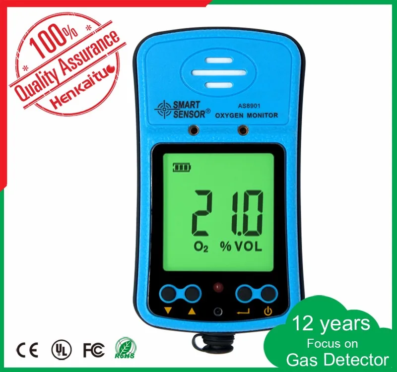 As8901 Portable Single Oxygen Gas Leak Detector Air Quality Monitor Sound Light Alarm O2 Gas
