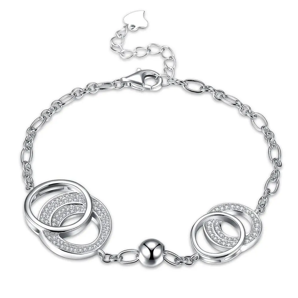 

Classic Interlock Circle Shape 925 Sterling Silver CZ Bracelets