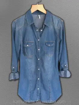 slim fit denim shirt womens
