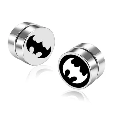 Fashion Simple Signet Pattered Dumbbell Stud Earrings Jewelry Gifts Men Magnetic Earrings