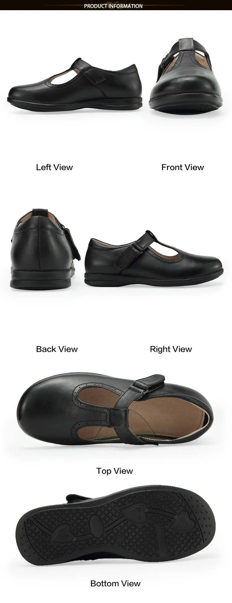 Latest Rubber Black Leather Low Heel 