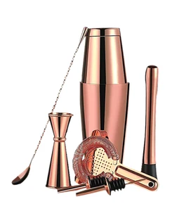 Image of Cocaktailshaker 8 Pieces 800ml Boston Rose Gold Cocktail Shaker Kit Bar Tool Set in Bar